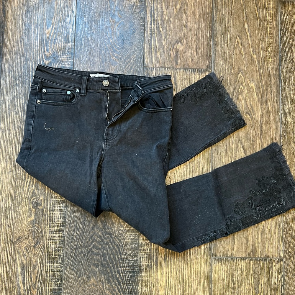 Free people embroidered black jeans